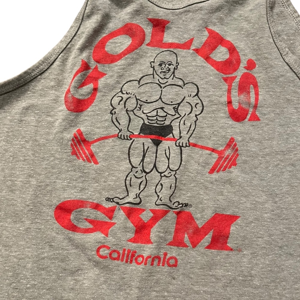 Vintage 80s Gold's Gym Men Gray Tank Top Single Stitch California Muscle Shirt M - Picture 2 of 6